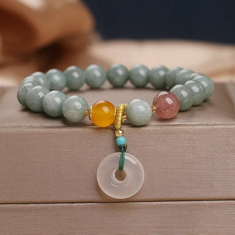 Bracelet Jade "Harmonie Pure" Argent Doré Or