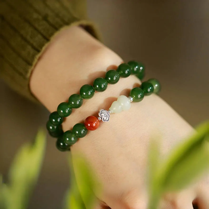 Bracelet Jade Lotus "Chance Lotus" Argent