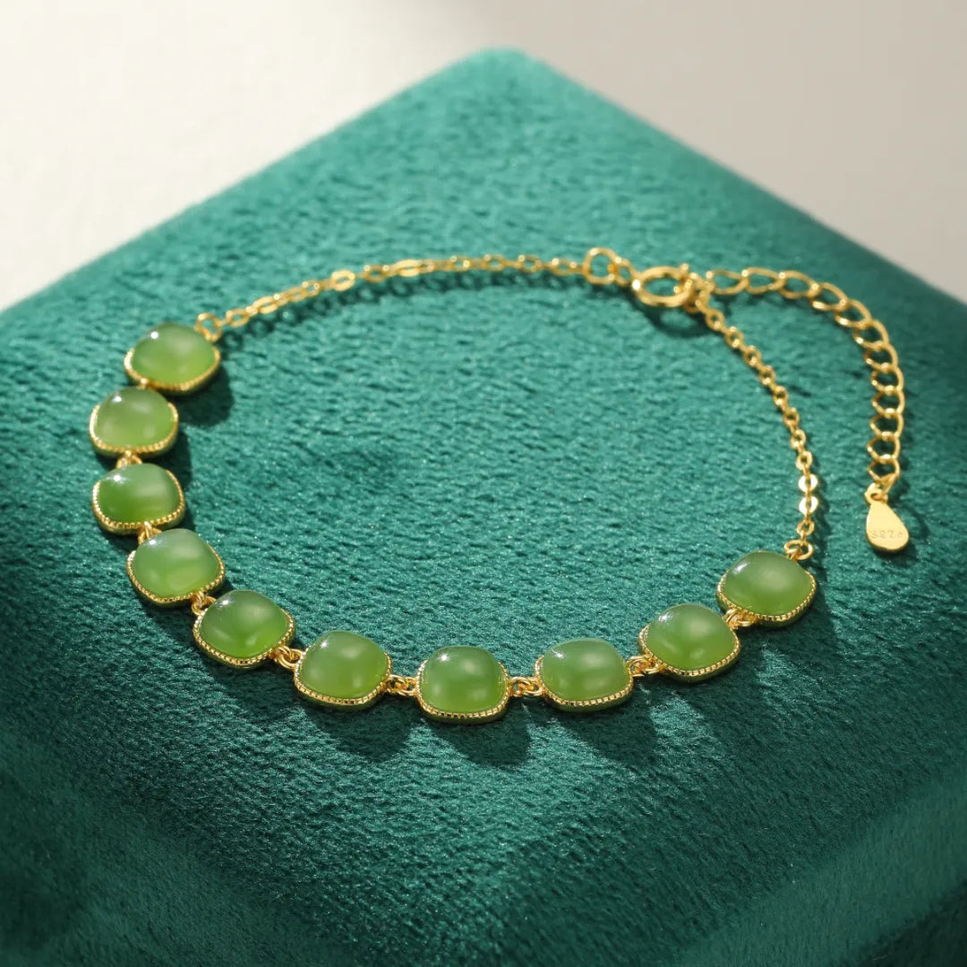 Pulsera Jade “Perla Luminoso” Plata Dorada Oro