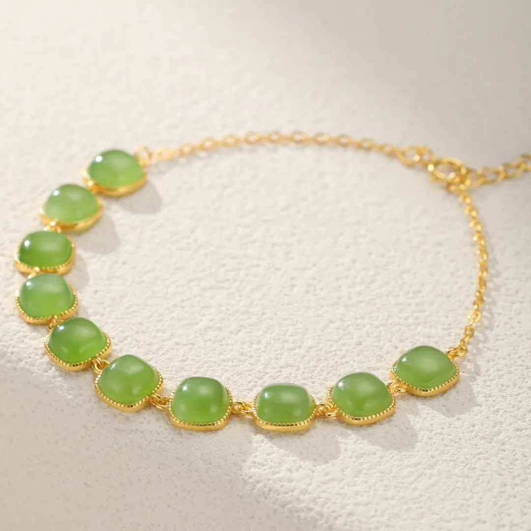 Pulsera Jade “Perla Luminoso” Plata Dorada Oro