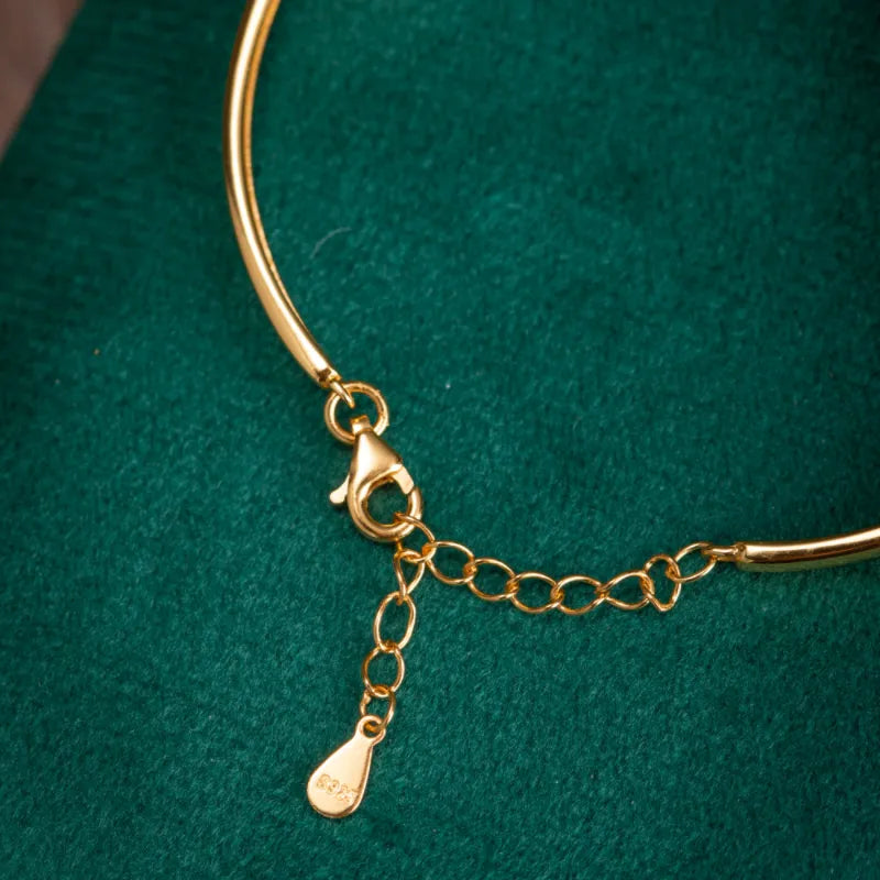 Bracciale Giada Gourde "Verde Sereno" Argento Dorato Oro