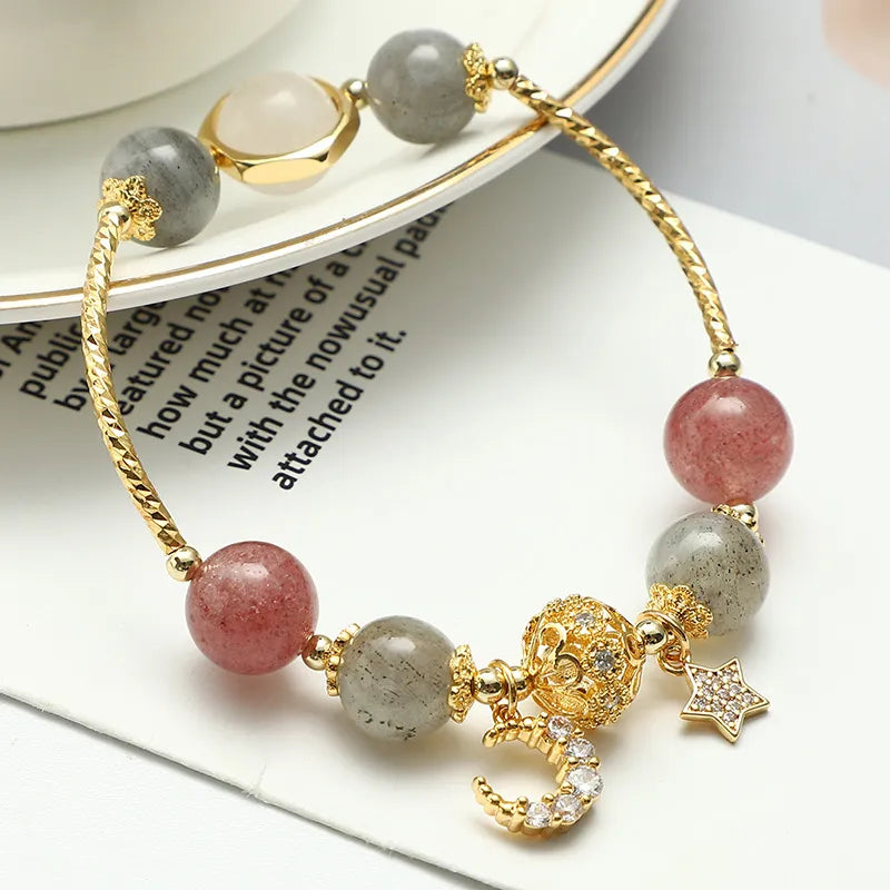 Bracelet Labradorite et Quartz Fraise "Rêve Stellaire"