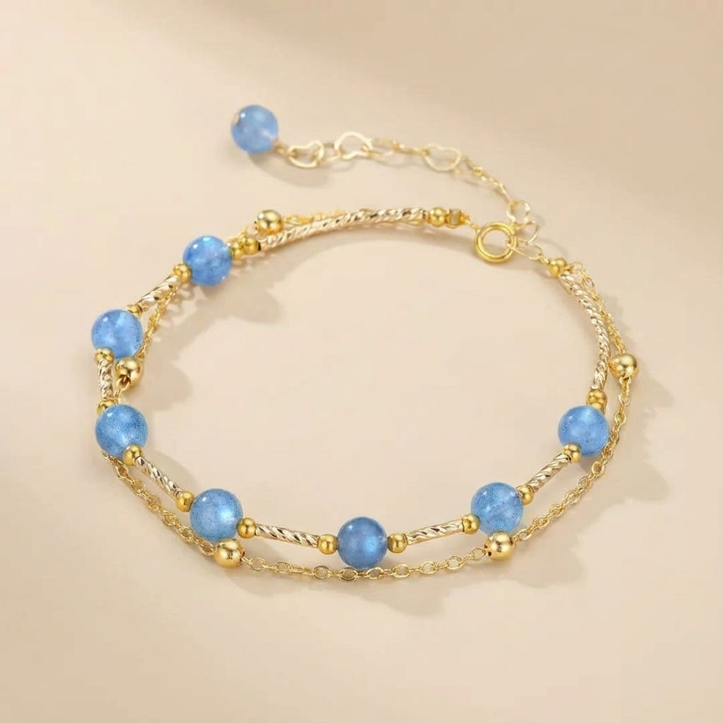 Pulsera Labradorita "Luz Lunar" Dorado Oro
