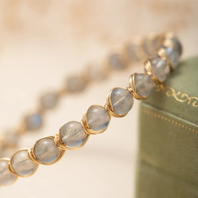 Pulsera Labradorita "Magia Espiritual" Plata Dorada Oro