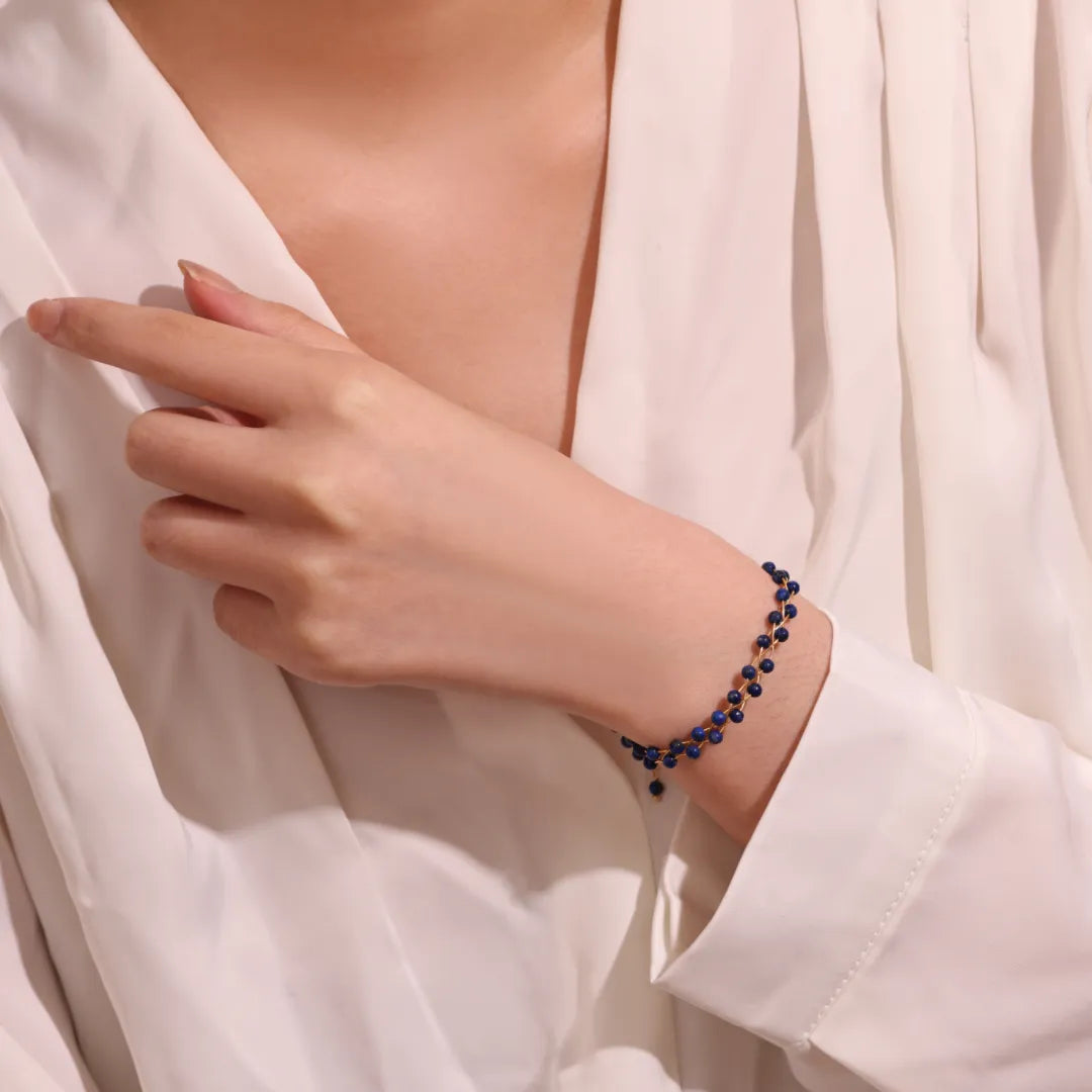 Bracelet Lapis Lazuli "Liane Nocturne" Doré Or