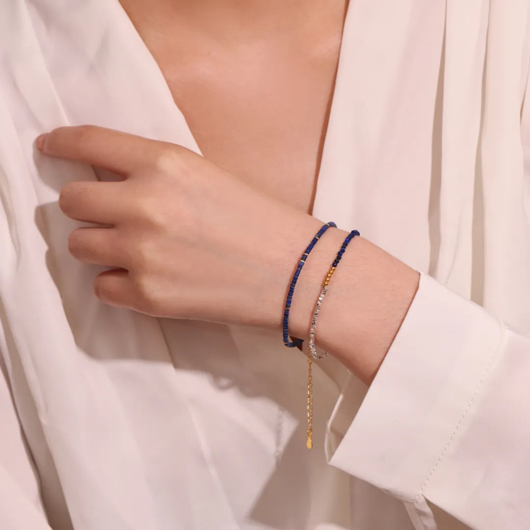 Bracelet Lapis Lazuli "Nuit Boréale" Argent