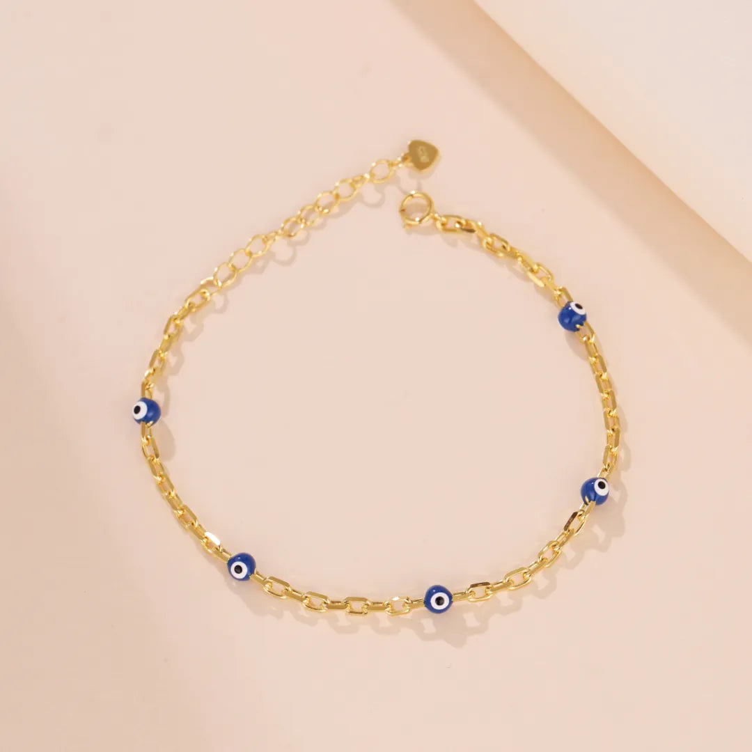 Bracelet Mauvais Œil "Bouclier Doré" Argent