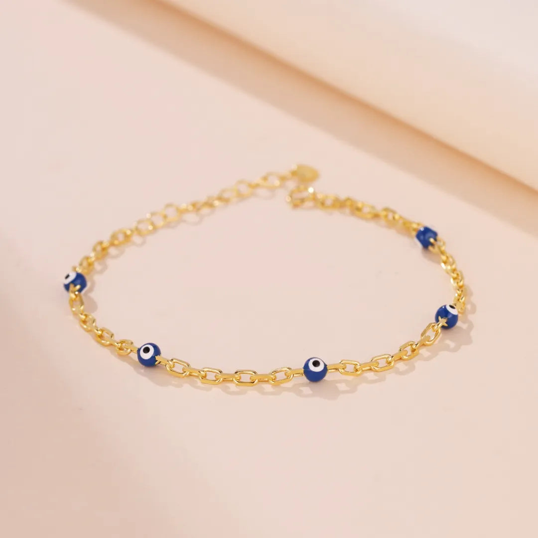 Bracelet Mauvais Œil "Bouclier Doré" Argent