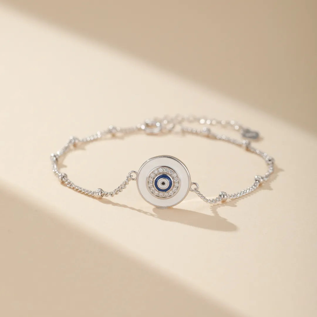 Bracelet Mauvais Œil "Gardienne Lumineuse" Argent