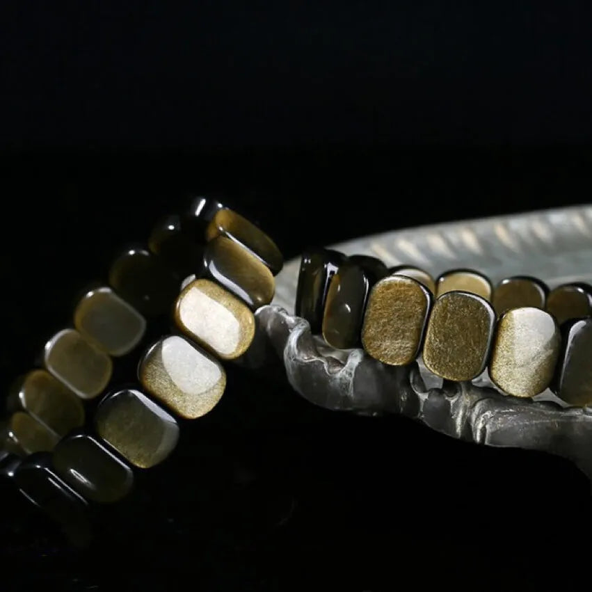 Bracelet Obsidienne Dorée "Terre Mystique"