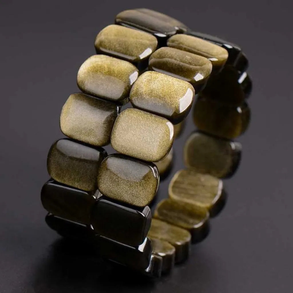 Bracelet Obsidienne Dorée "Terre Mystique"