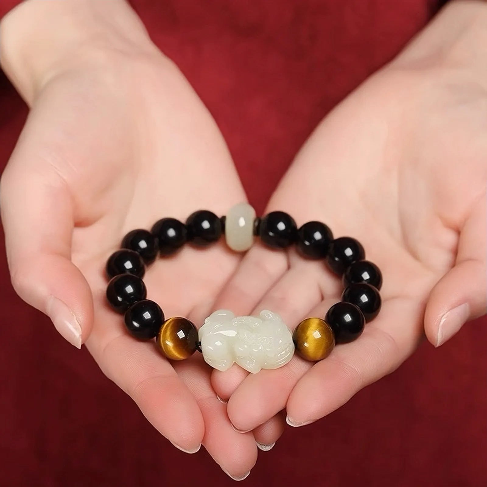 Pulsera Pi Xiu Obsidiana y Jade "Escudo Energético"