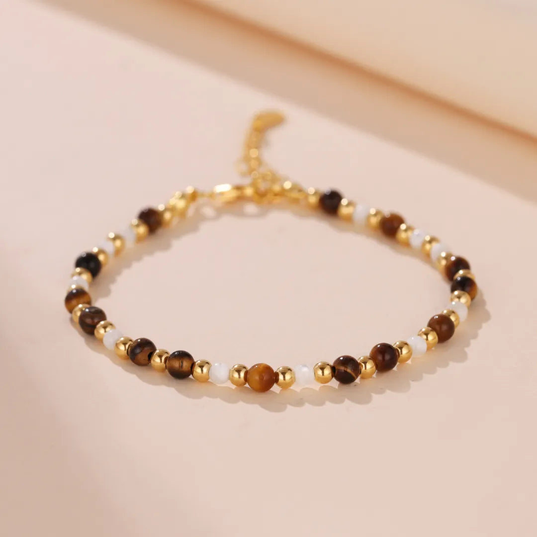 Bracelet Œil de Tigre "Beauté Douce" Argent Doré Or