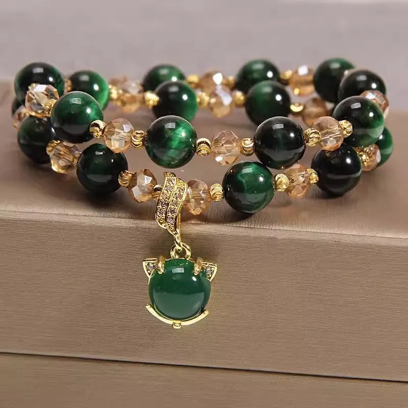 Bracelet Œil de Tigre "Essence Spirituelle" Argent Doré Or