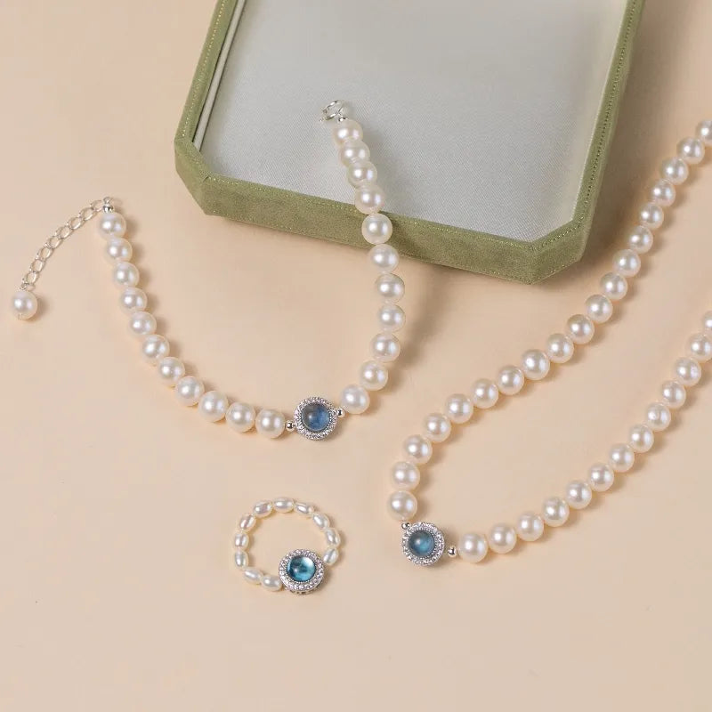 Collier Perle Aigue Marine "Élégance Océanique" Argent