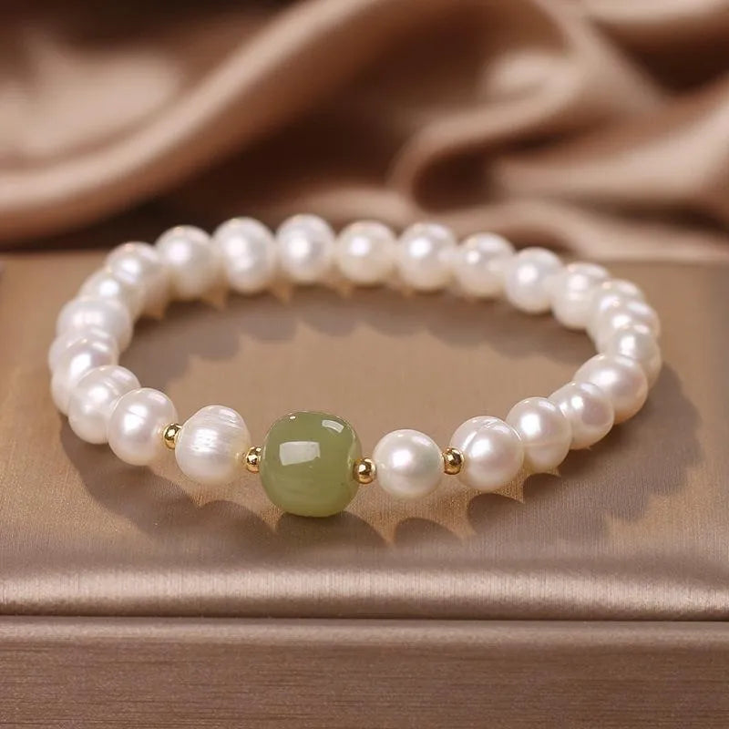 Bracelet Perle et Jade "Sérénité Naturelle"