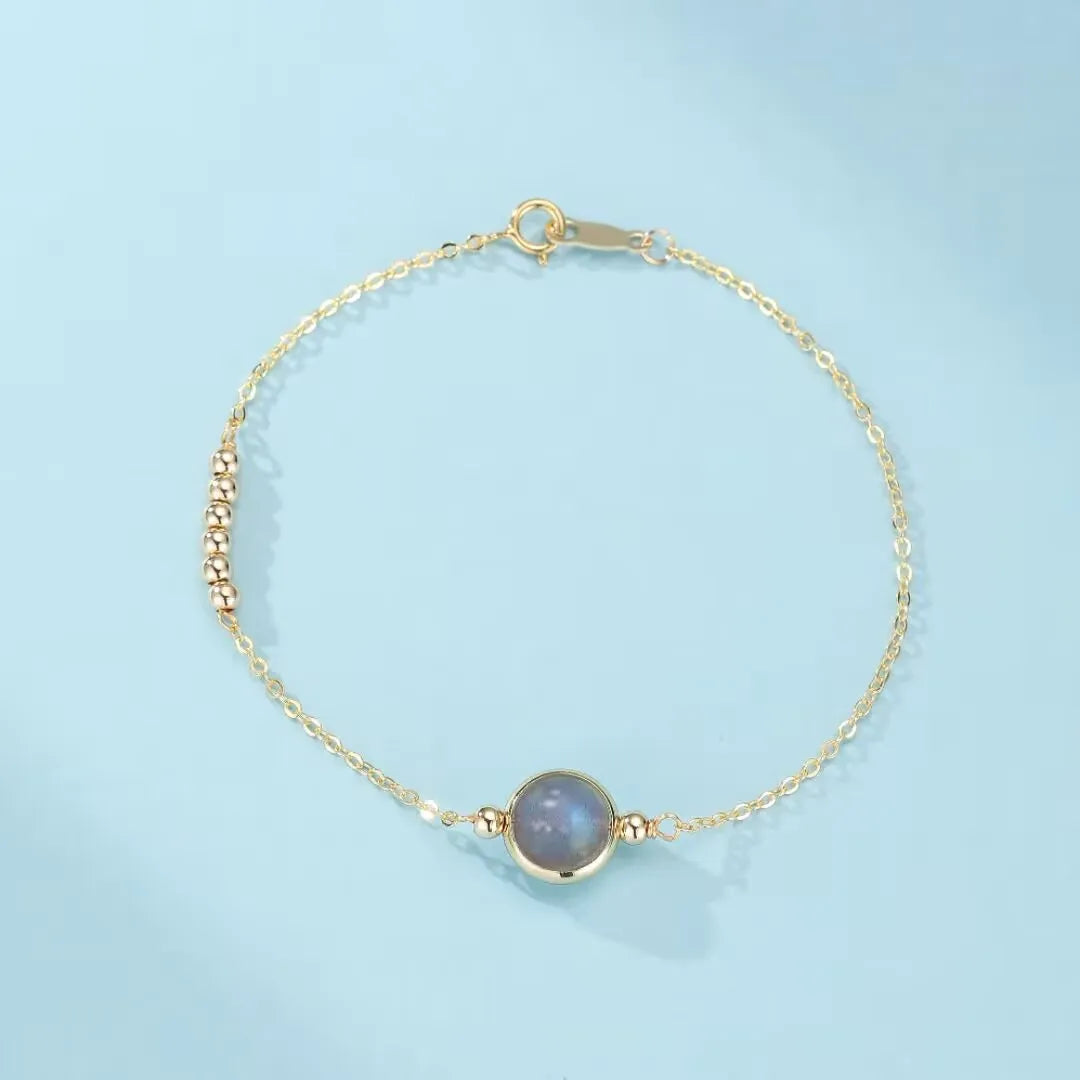 Bracciale Pietra di Luna Blu "Dolcezza delle Notti" Dorato Oro