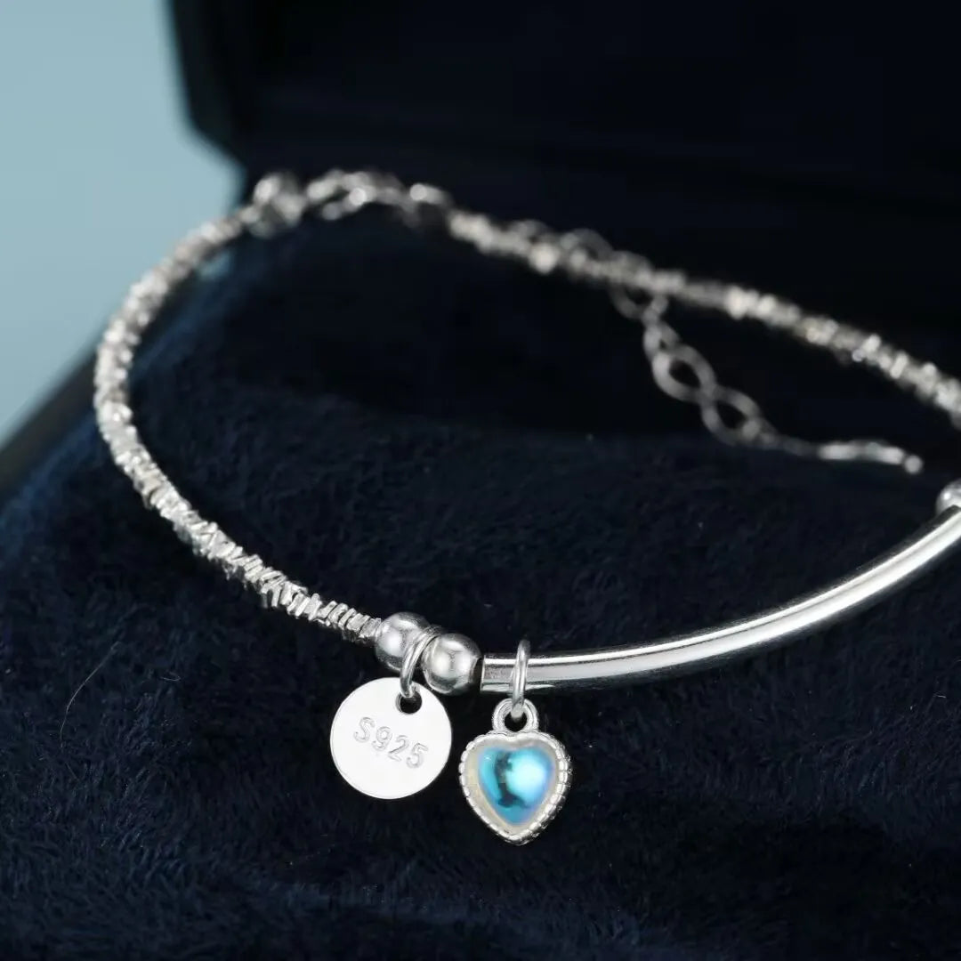 Bracciale Pietra di Luna "Cuore Celeste" Argento
