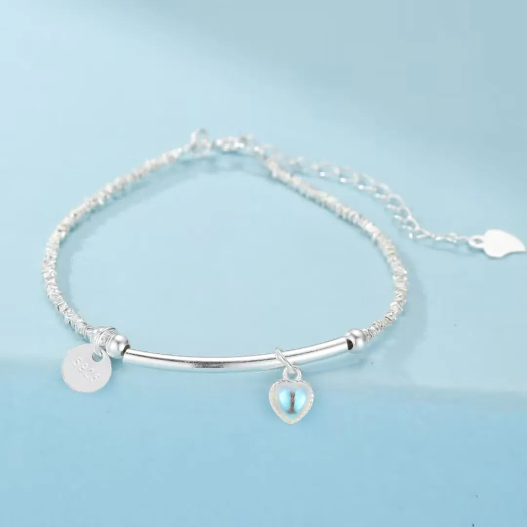 Bracciale Pietra di Luna "Cuore Celeste" Argento