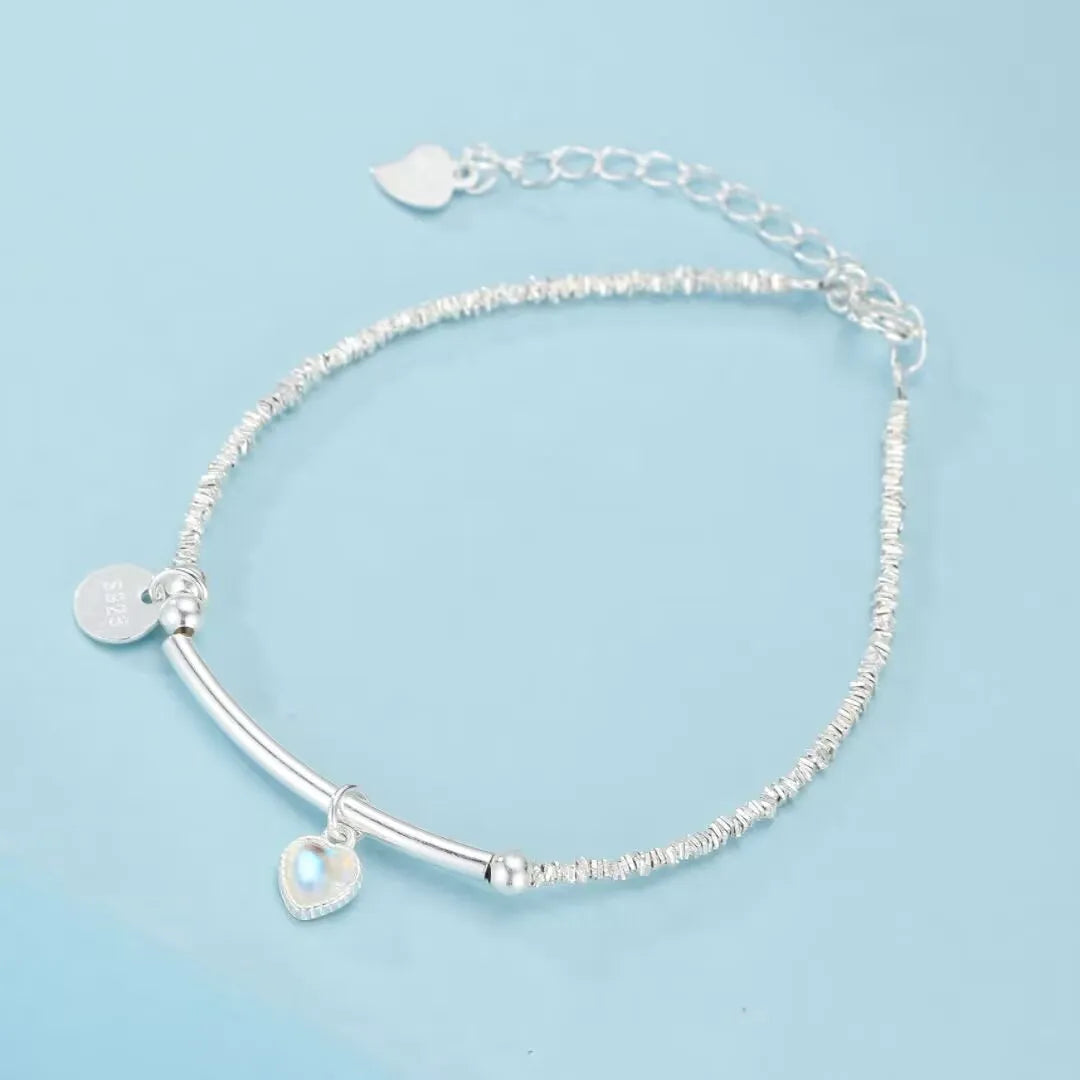 Bracciale Pietra di Luna "Cuore Celeste" Argento