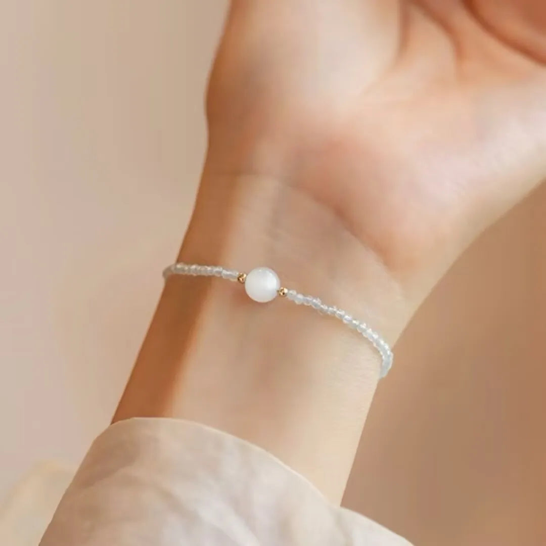 Bracciale Pietra di Luna e Acquamarina "Serenità dell'Oceano"