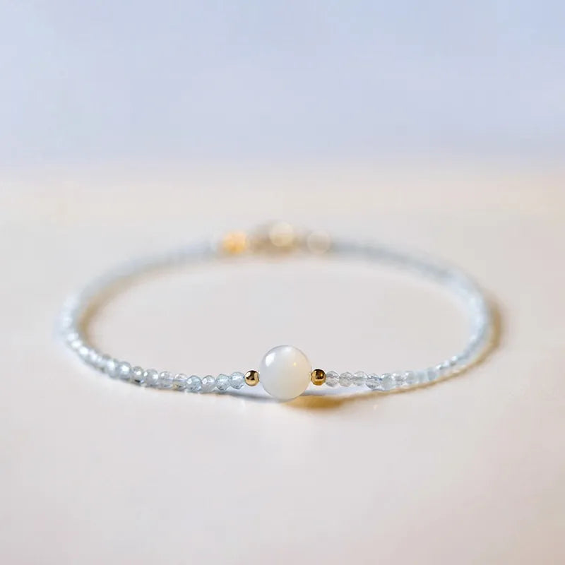 Bracciale Pietra di Luna e Acquamarina "Serenità dell'Oceano"