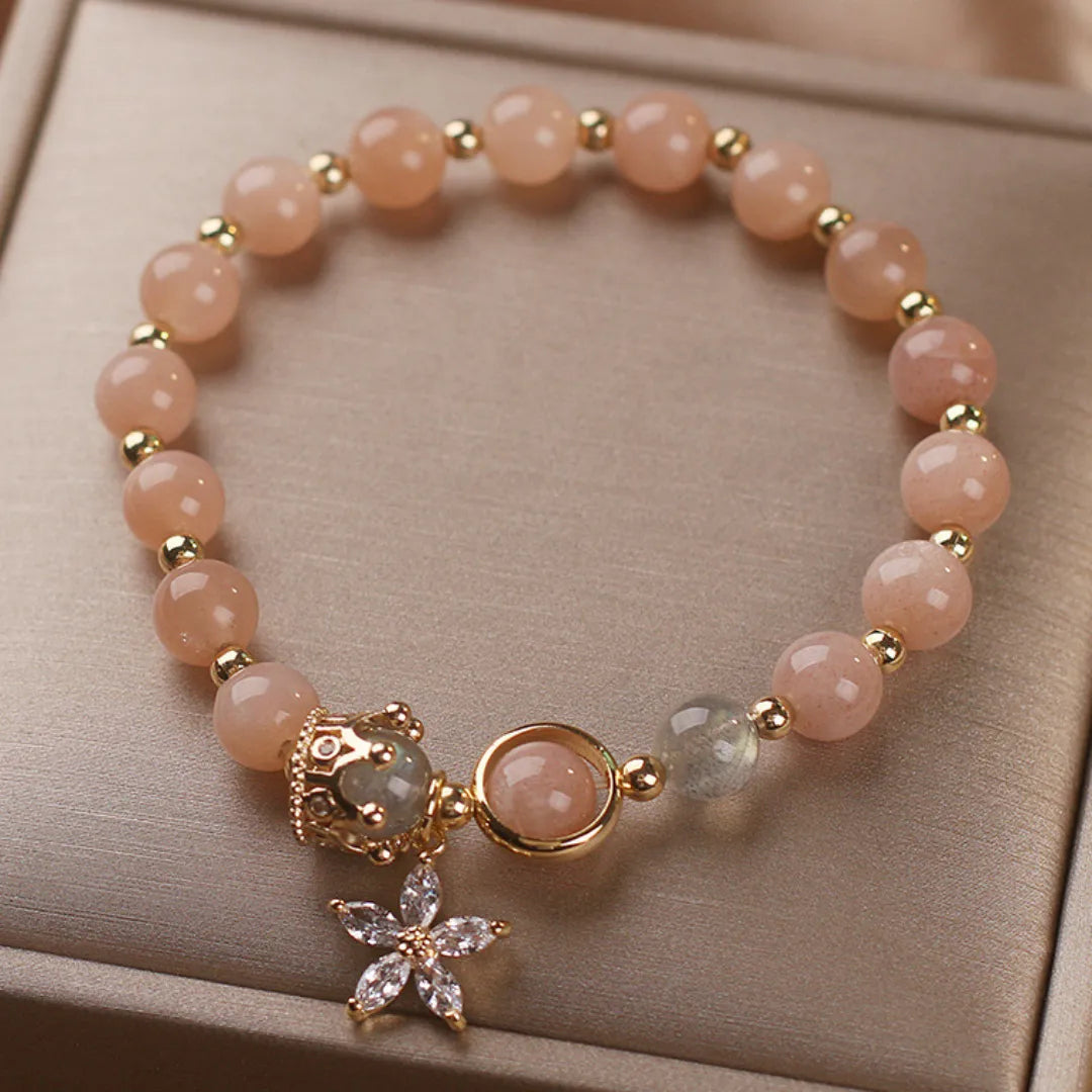 Bracelet Pierre de Soleil et Labradorite "Reine des Fleurs"
