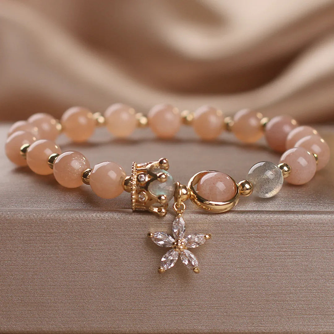 Bracelet Pierre de Soleil et Labradorite "Reine des Fleurs"