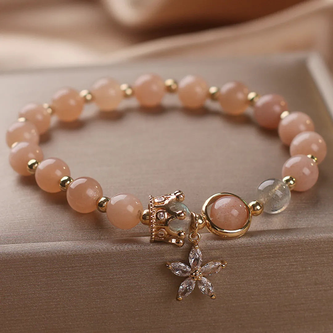 Bracelet Pierre de Soleil et Labradorite "Reine des Fleurs"