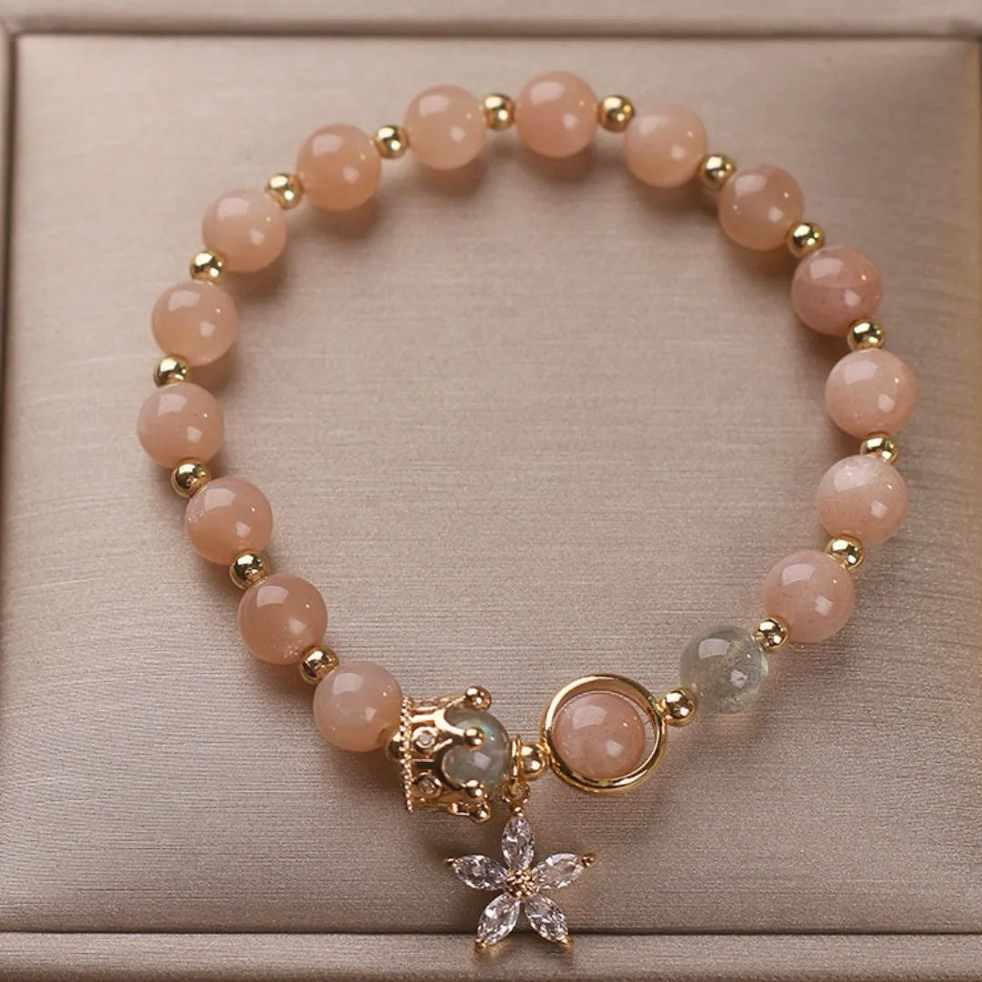 Bracelet Pierre de Soleil et Labradorite "Reine des Fleurs"