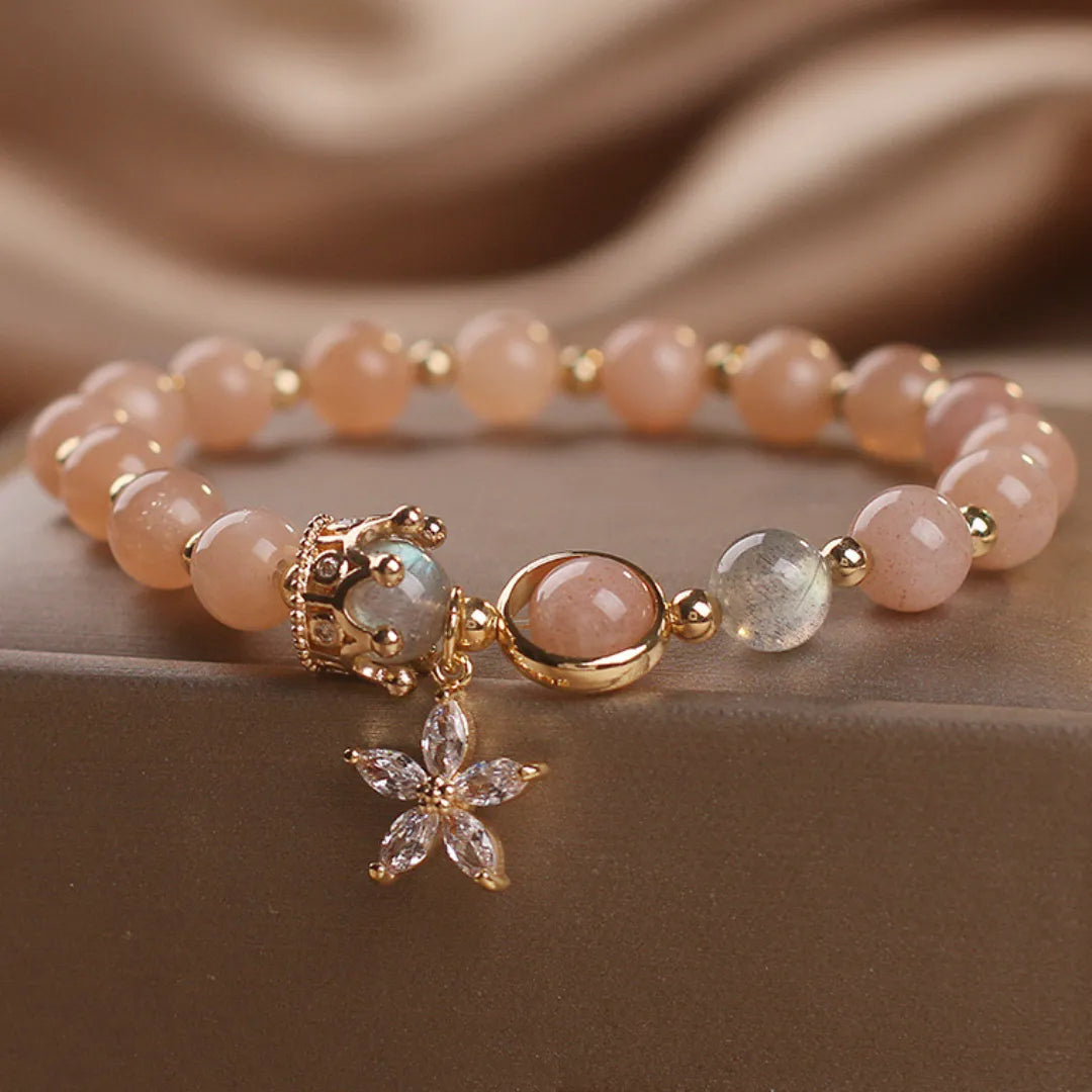 Bracelet Pierre de Soleil et Labradorite "Reine des Fleurs"