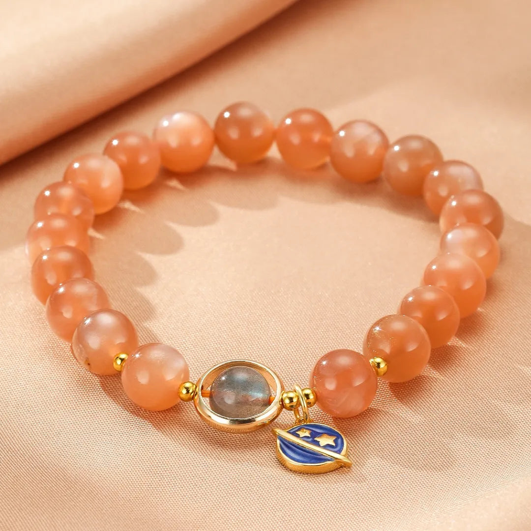 Bracelet Pierre de Soleil et Pierre de Lune "Planète Bleue"