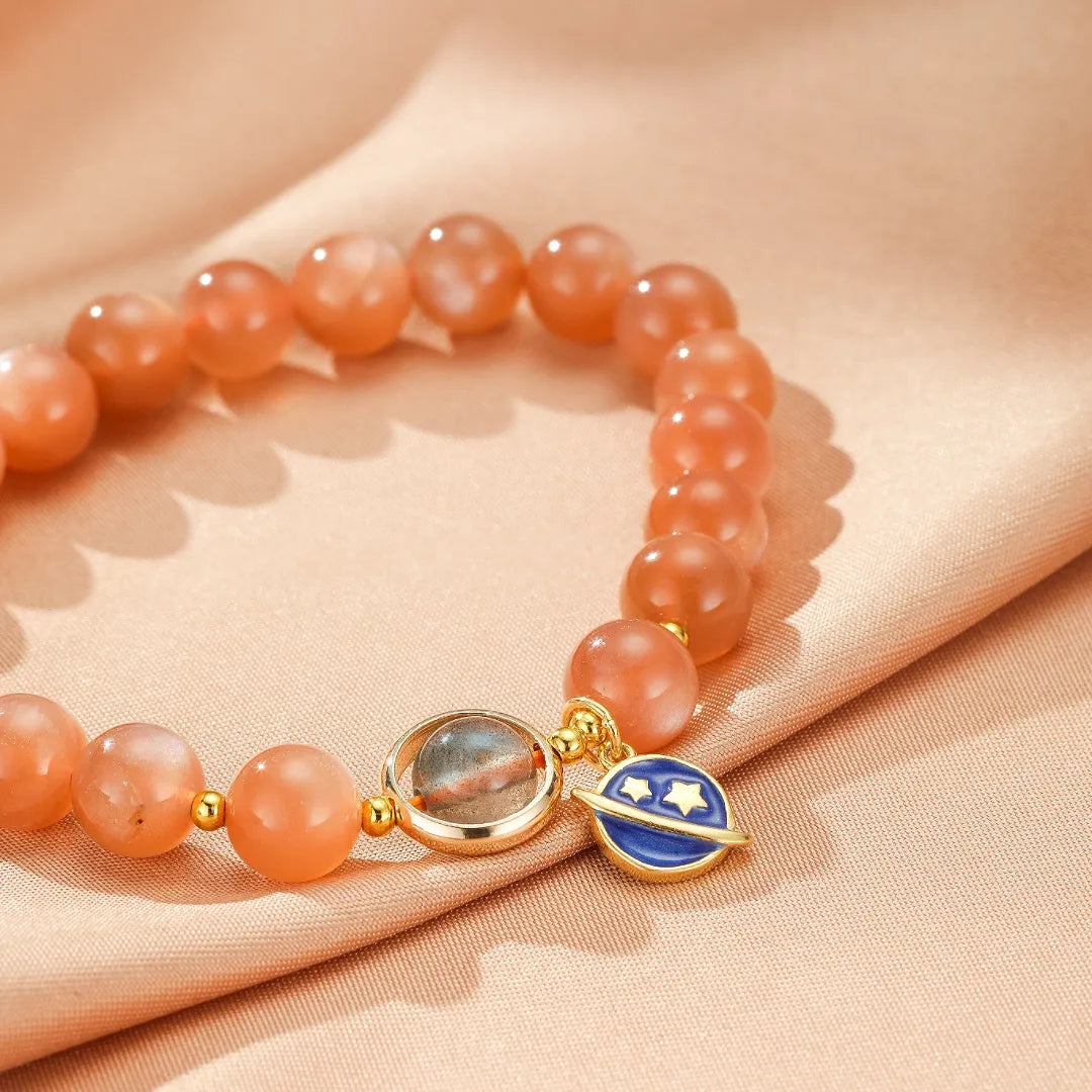 Bracelet Pierre de Soleil et Pierre de Lune "Planète Bleue"