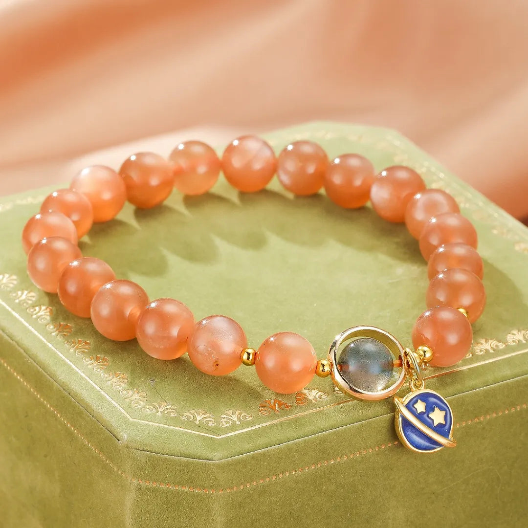 Sunstone and Moonstone Bracelet "Blue Planet"