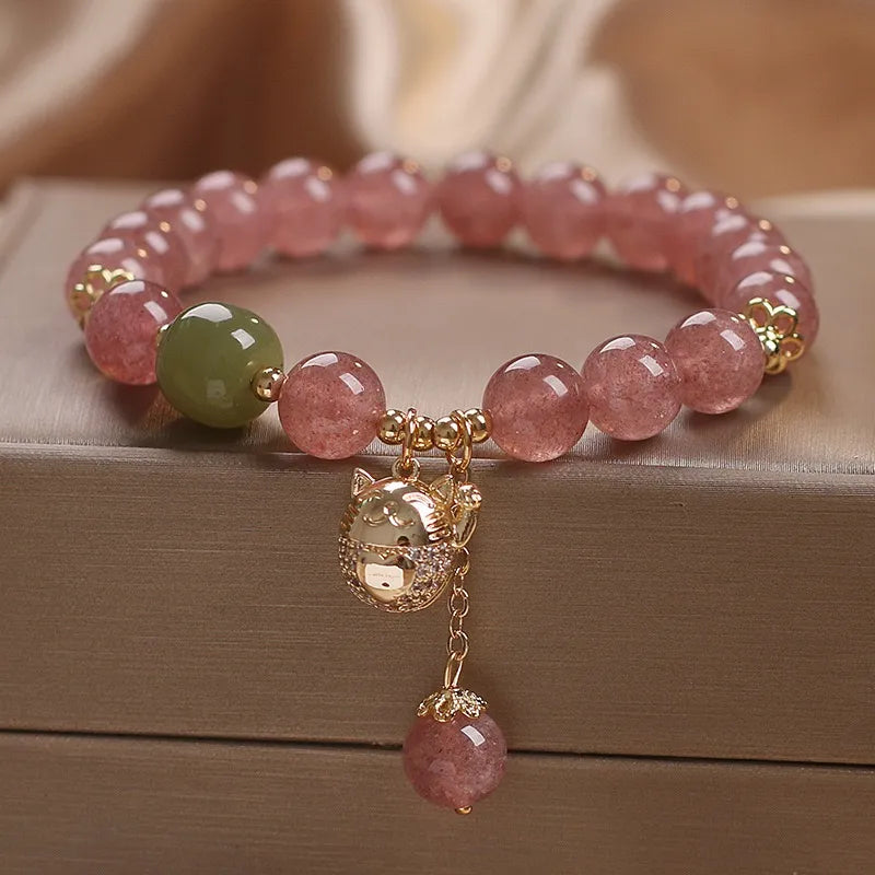 Bracelet Quartz Fraise "Joie Douce" Argent Doré Or