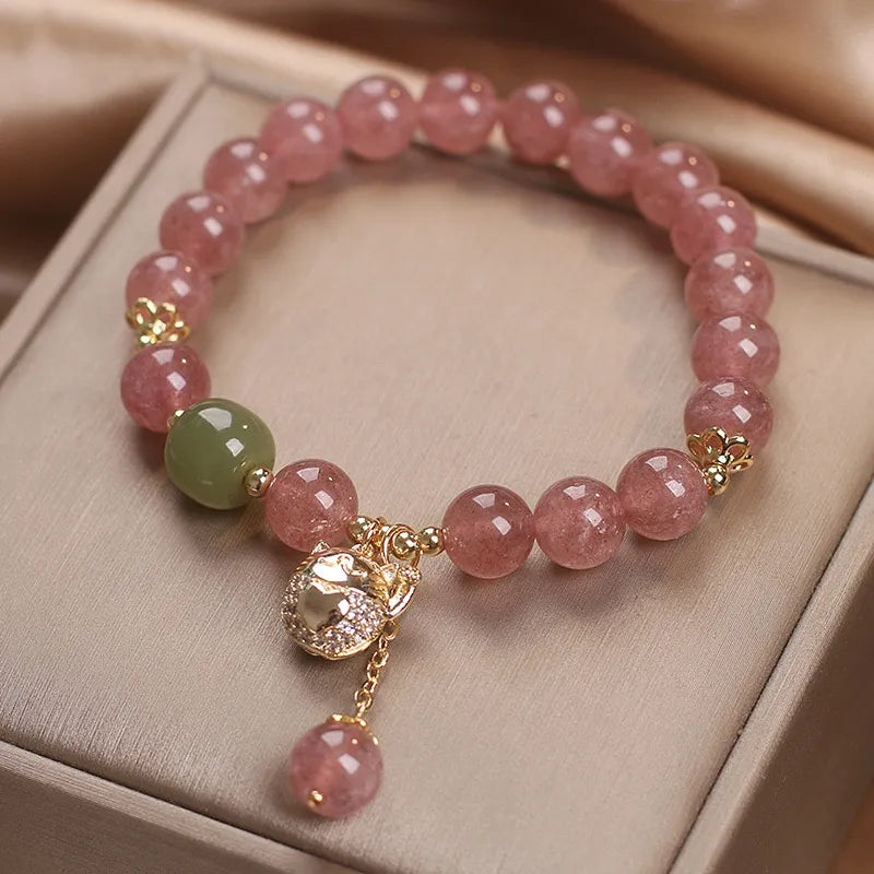 Bracelet Quartz Fraise "Joie Douce" Argent Doré Or