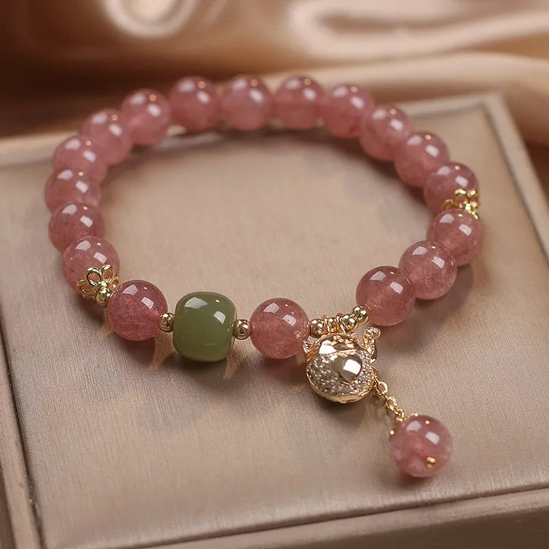 Bracelet Quartz Fraise "Joie Douce" Argent Doré Or