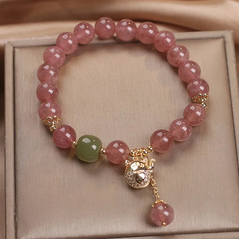 Bracelet Quartz Fraise "Joie Douce" Argent Doré Or