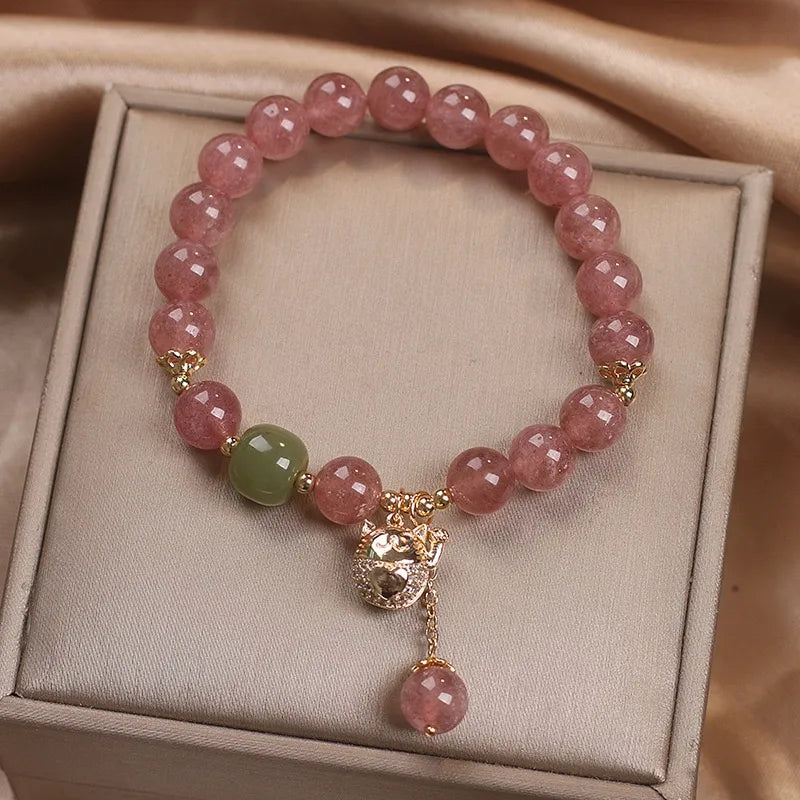 Bracelet Quartz Fraise "Joie Douce" Argent Doré Or