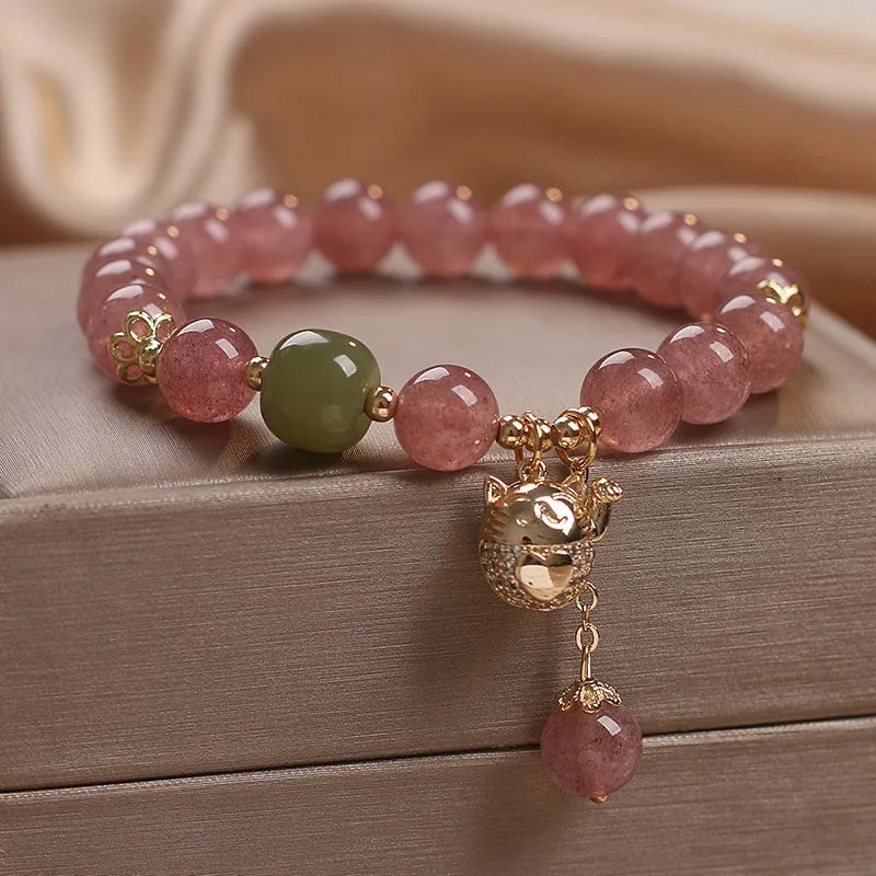 Bracelet Quartz Fraise "Joie Douce" Argent Doré Or