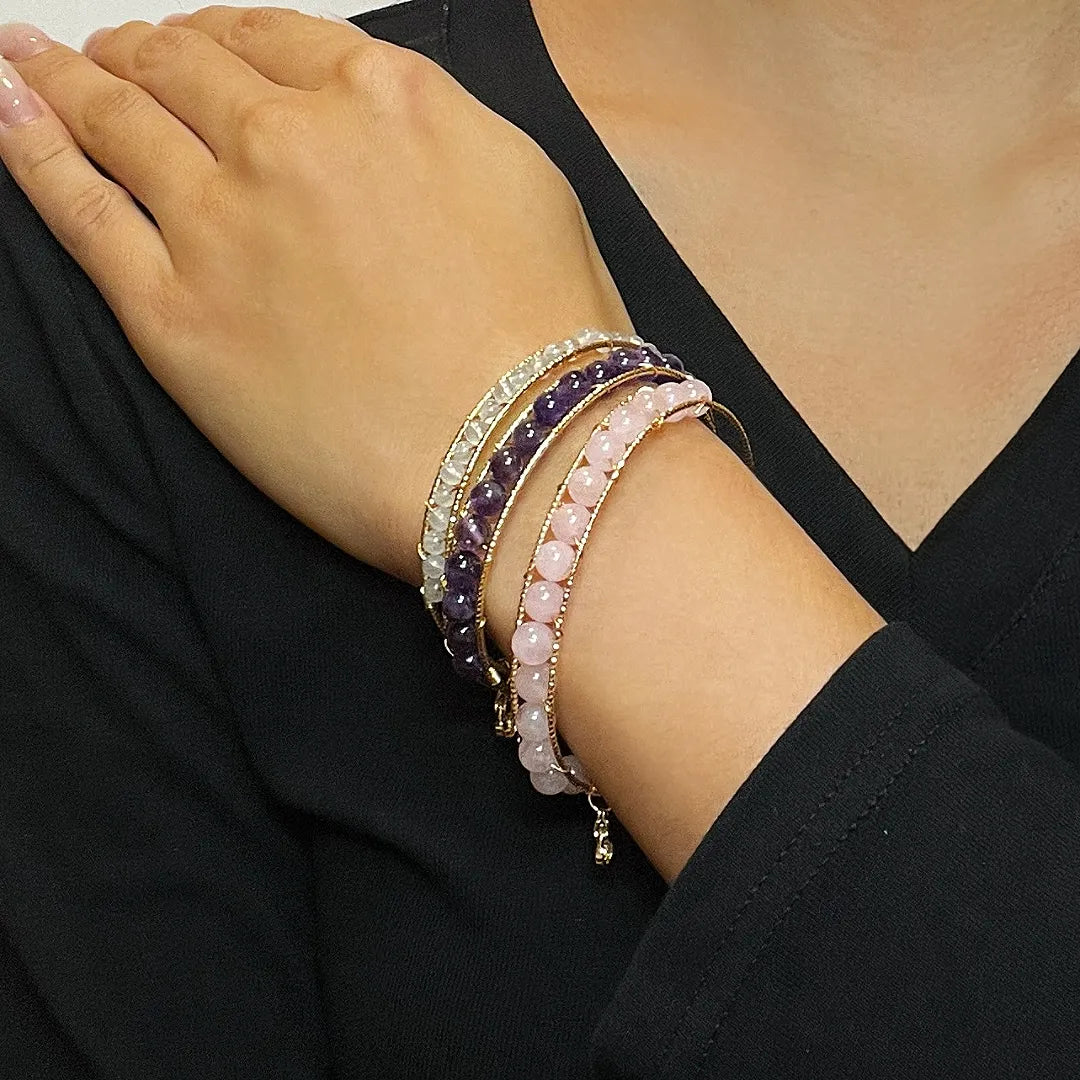Bracciale Acquamarina, Quarzo rosa o Ametista "Energia Dolce"