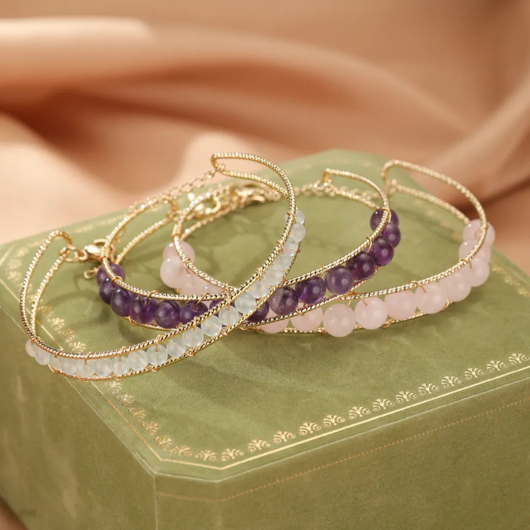 Bracciale Acquamarina, Quarzo rosa o Ametista "Energia Dolce"