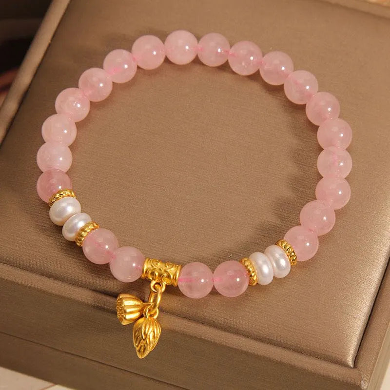 Bracelet Quartz Rose "Éveil du Lotus"