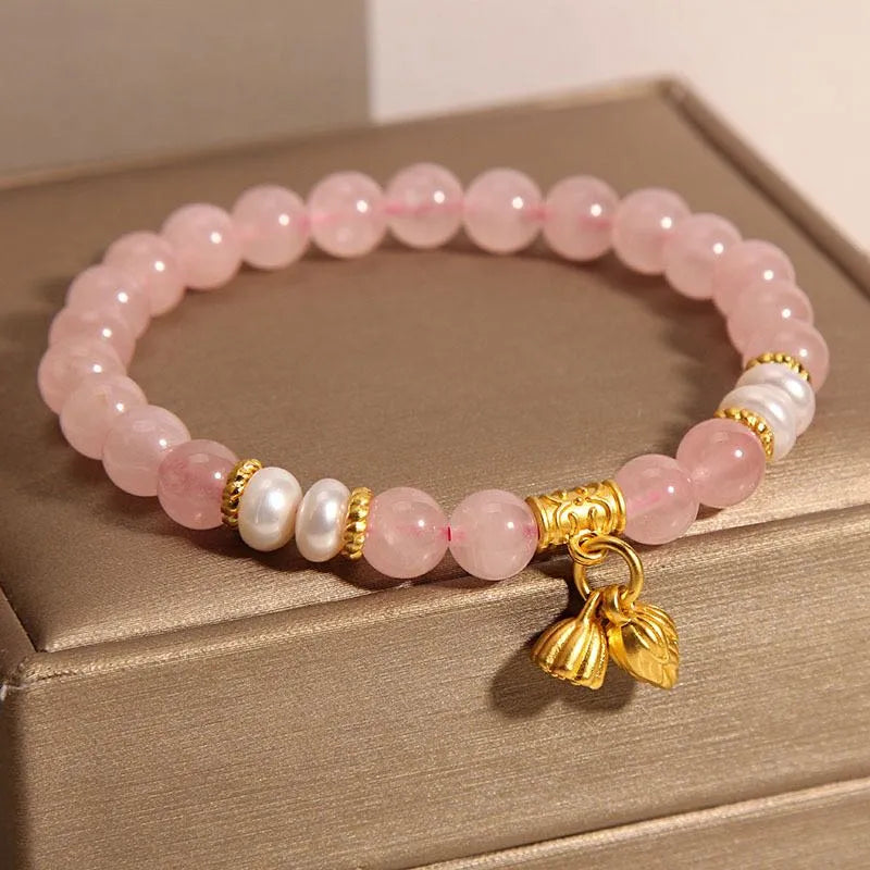 Bracelet Quartz Rose "Éveil du Lotus"