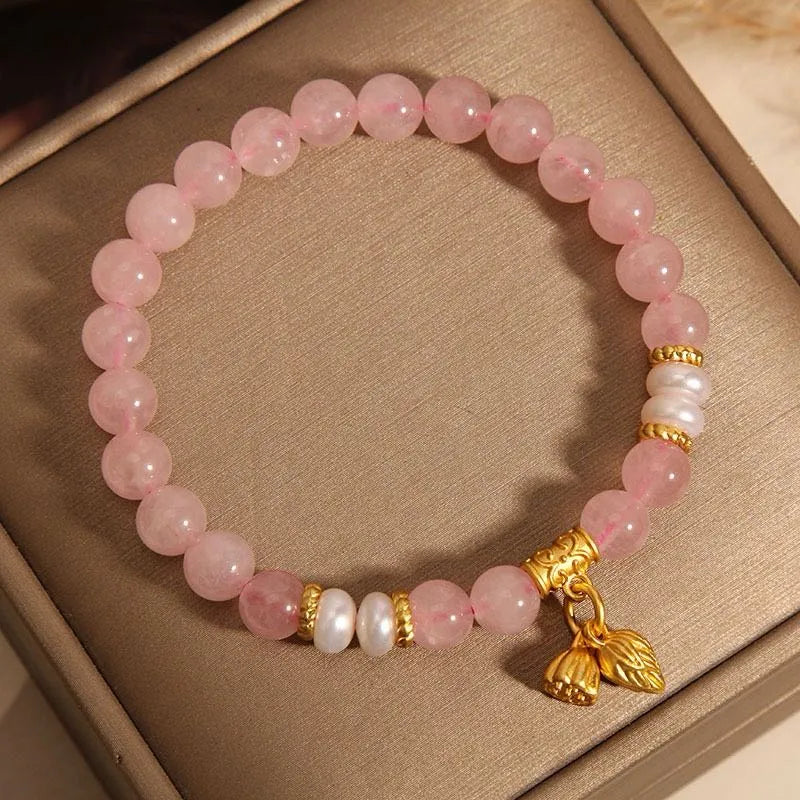 Bracelet Quartz Rose "Éveil du Lotus"