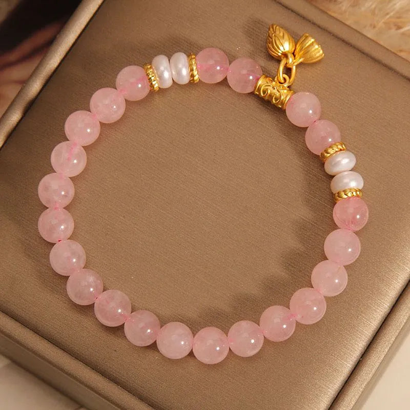 Bracelet Quartz Rose "Éveil du Lotus"