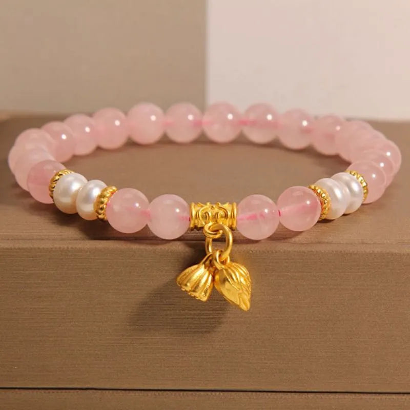 Bracelet Quartz Rose "Éveil du Lotus"