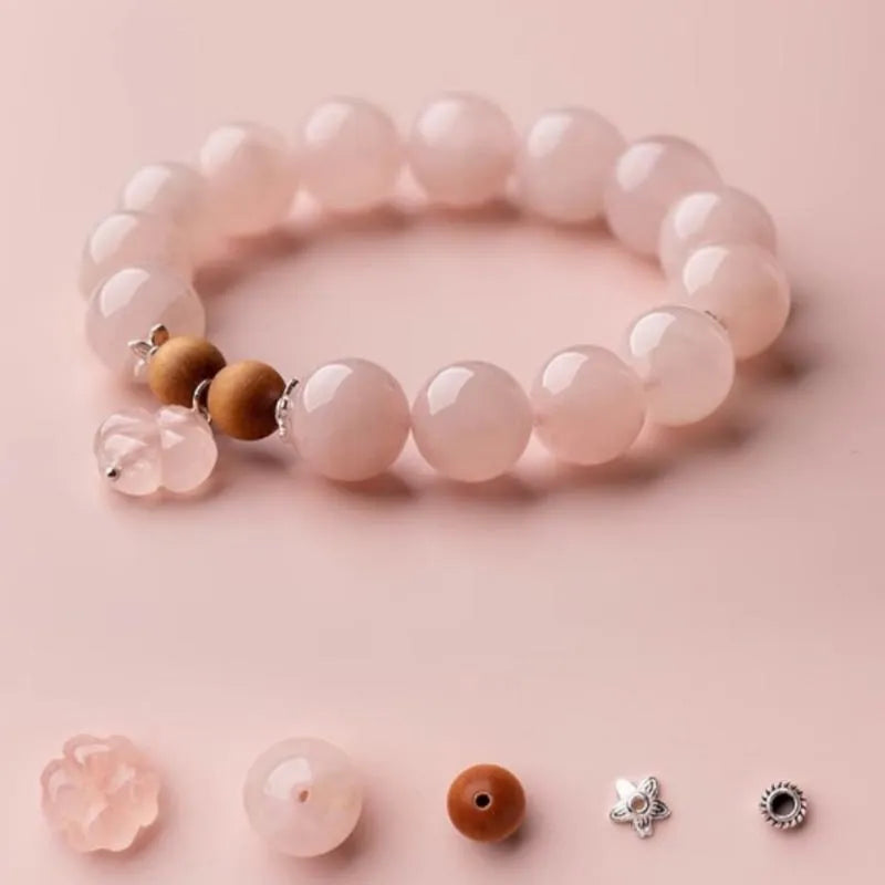 Bracelet Quartz Rose "Fleur Douce" Argent
