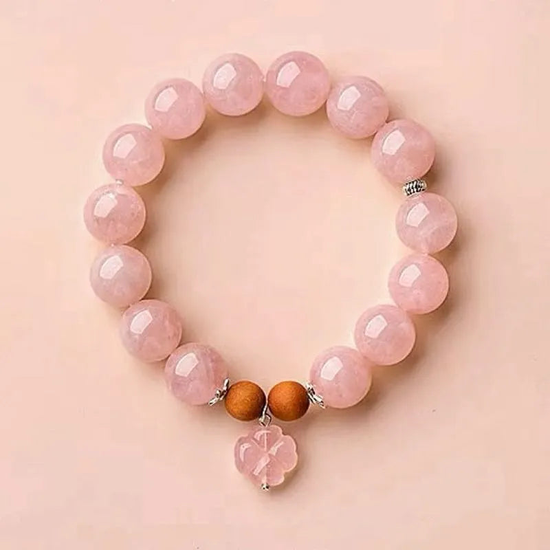 Bracelet Quartz Rose "Fleur Douce" Argent