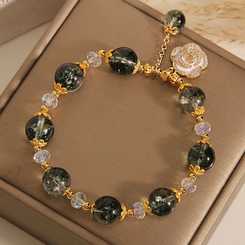 Bracelet Quartz Vert et Clair "Jardin Doré"